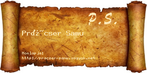 Prácser Samu névjegykártya